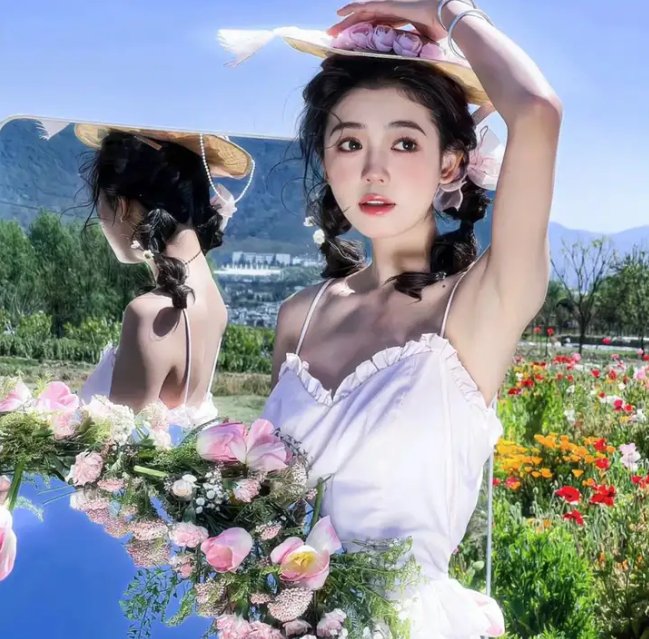 落在她身边